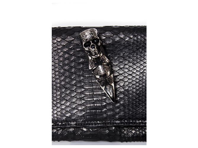 Autre Marque Maison Du Posh, Clutch aus schwarzem Pythonleder - Ansicht 4