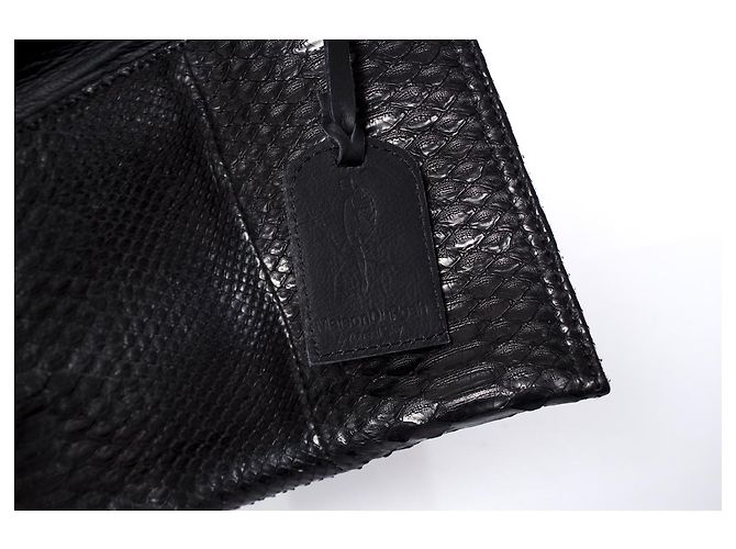 Autre Marque Maison Du Posh, Clutch aus schwarzem Pythonleder - Ansicht 6