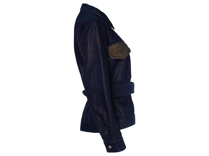 Dries van Noten, Denim-Lurex-Jacke Blau - Ansicht 4