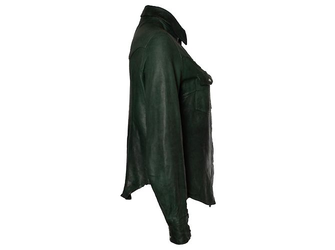 Autre Marque Tienda de vaqueros, camisa de cuero verde - vista 2