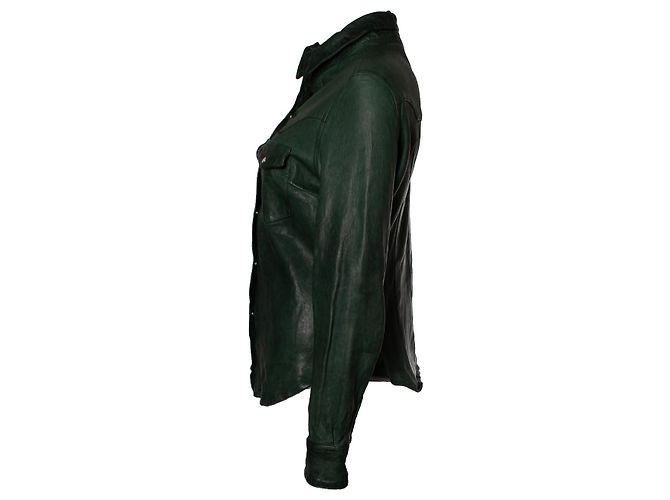 Autre Marque Tienda de vaqueros, camisa de cuero verde - vista 3