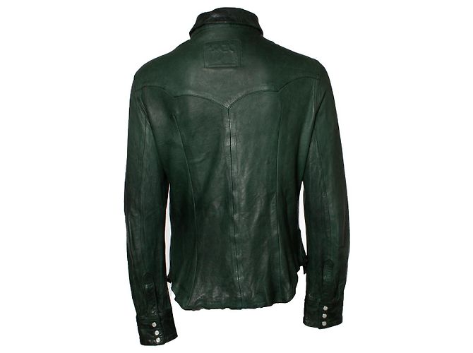 Autre Marque Tienda de vaqueros, camisa de cuero verde - vista 4