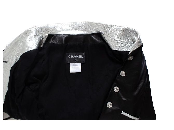 Chanel, Lederrock mit Schlitz Schwarz - Ansicht 10