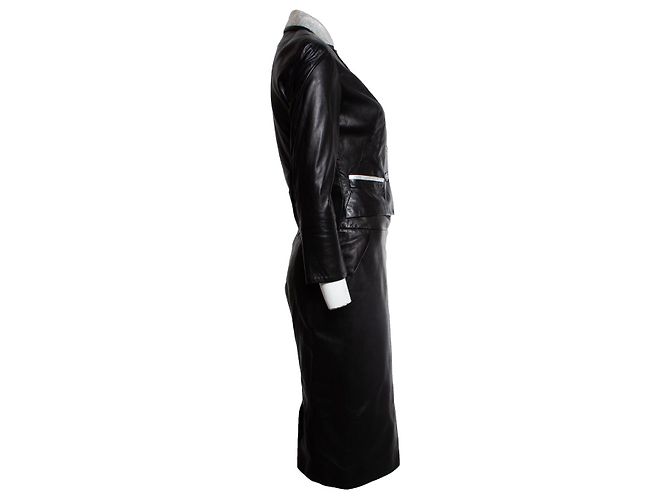 Chanel, Lederrock mit Schlitz Schwarz - Ansicht 3