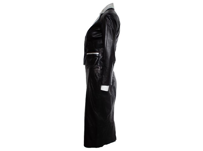 Chanel, Lederrock mit Schlitz Schwarz - Ansicht 4