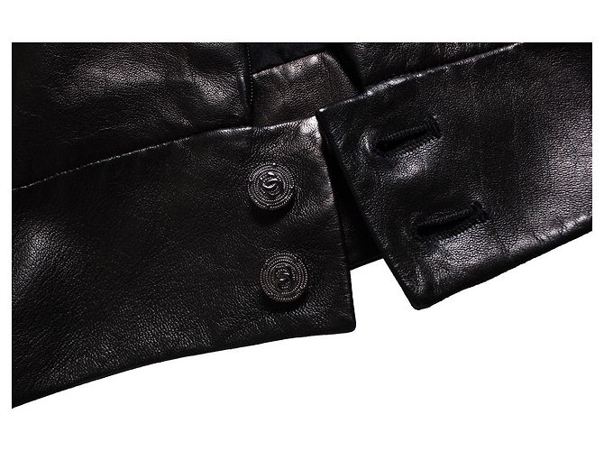 Chanel, Lederrock mit Schlitz Schwarz - Ansicht 7