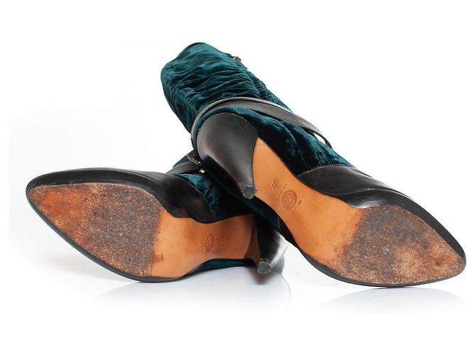 VERSACE, botas con correa de terciopelo Verde - vista 7