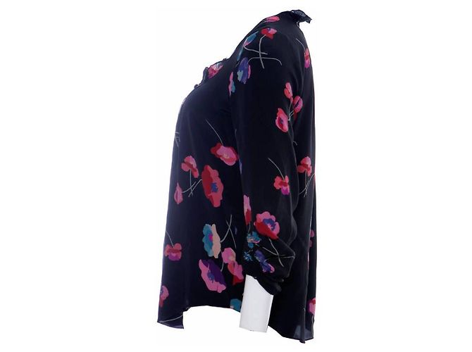 Rebecca Taylor Rebeca Taylor, top de seda negro con estampado de flores - vista 2