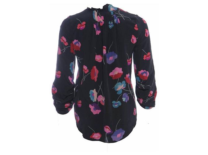 Rebecca Taylor Rebeca Taylor, top de seda negro con estampado de flores - vista 3