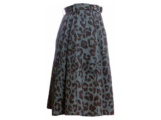 Autre Marque Rika, falda verde con estampado de leopardo. - vista 2