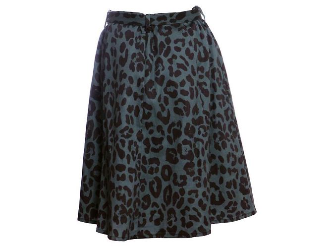 Autre Marque Rika, falda verde con estampado de leopardo. - vista 3