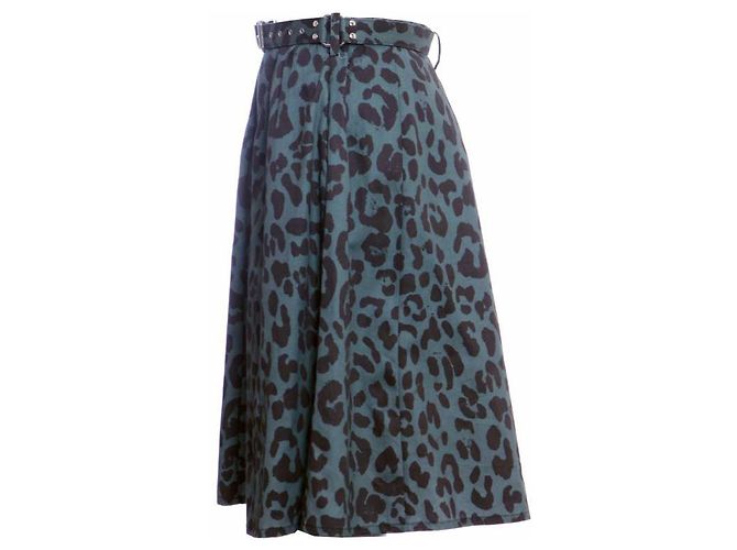 Autre Marque Rika, falda verde con estampado de leopardo. - vista 4