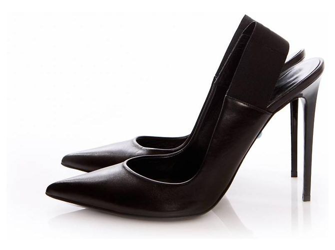 Autre Marque Phillip-Modell, Schwarze Slingback-Pumps aus Leder. - Ansicht 2