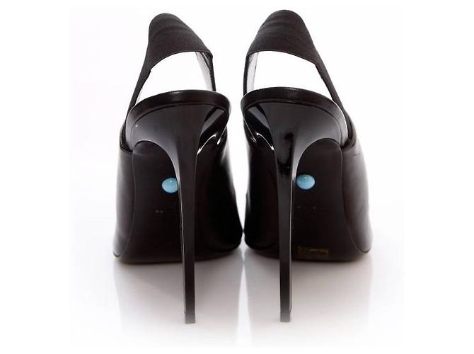 Autre Marque Phillip-Modell, Schwarze Slingback-Pumps aus Leder. - Ansicht 5