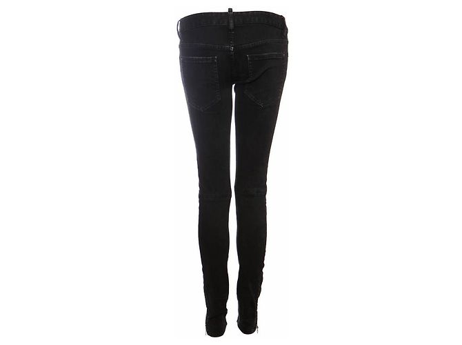 Dsquared2, schwarze Jeans mit silberner Hardware. - Ansicht 2