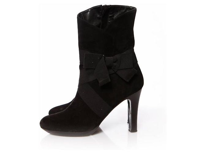 DKNY, schwarze Wildlederstiefel mit Schleife - Ansicht 2