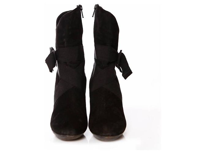 DKNY, schwarze Wildlederstiefel mit Schleife - Ansicht 3