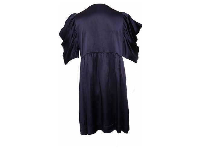 Chloé Chloe, abito in seta blu con maniche corte aperte svolazzanti. - vista 3