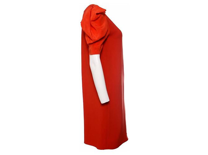 Chloé Chloe, vestido naranja con mangas cortas y onduladas. - vista 2