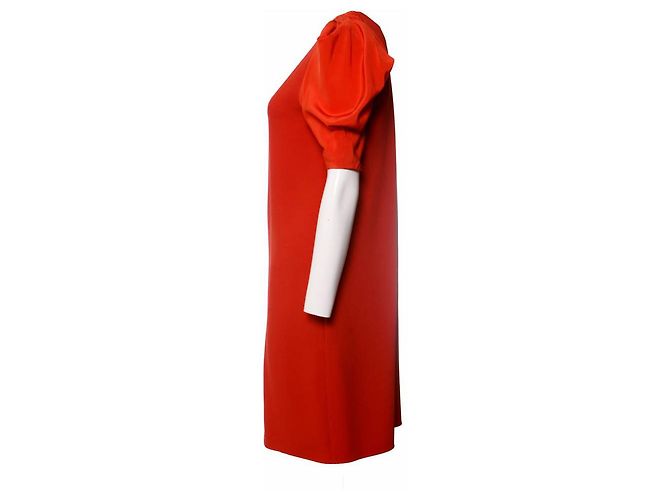 Chloé Chloe, vestido naranja con mangas cortas y onduladas. - vista 4