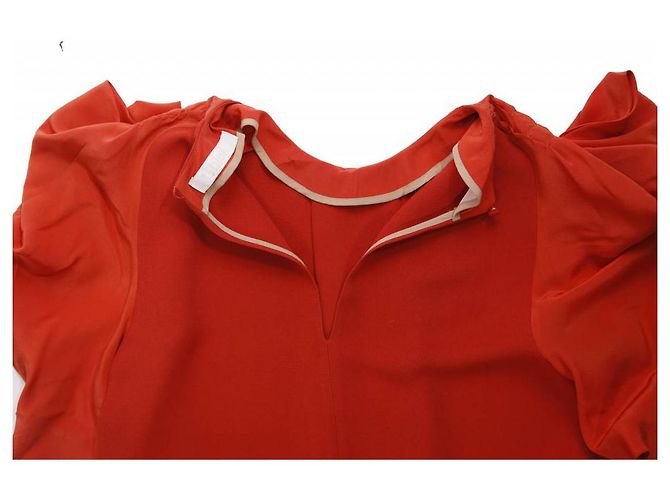 Chloé Chloe, vestido naranja con mangas cortas y onduladas. - vista 5