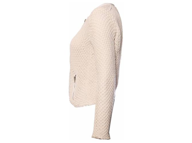 IRO, jaqueta blazer de malha branca com detalhes em couro no tamanho 1/S. - vista 2