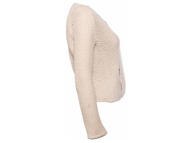 IRO, jaqueta blazer de malha branca com detalhes em couro no tamanho 1/S. - vista 4