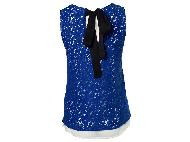 Autre Marque clú, top de encaje en azul con cinta - vista 2