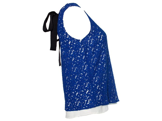 Autre Marque clú, top de encaje en azul con cinta - vista 3