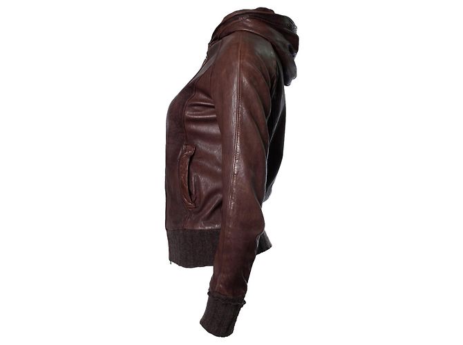 Autre Marque GMS-75, brown hooded leather jacket - view 2