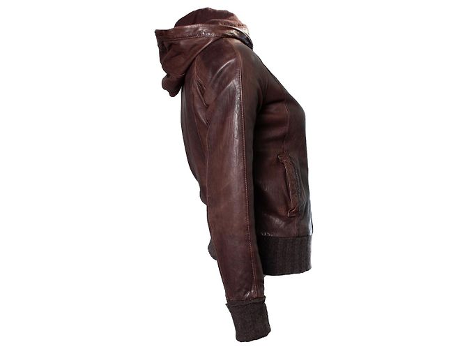 Autre Marque GMS-75, brown hooded leather jacket - view 4