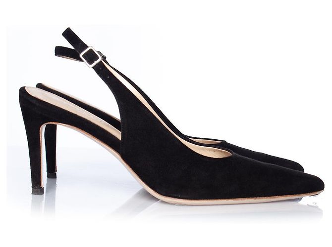 Autre Marque Feraggio, tacco slingback in camoscio nero - vista 4