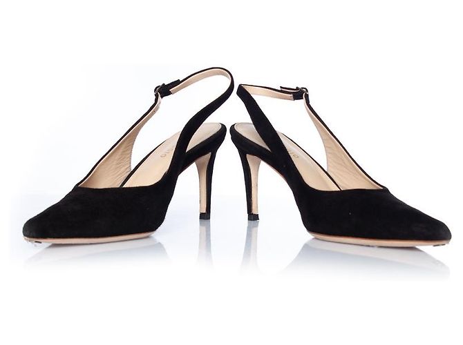 Autre Marque Feraggio, tacco slingback in camoscio nero - vista 6
