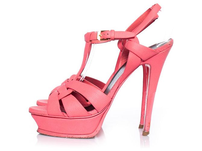 SAINT LAURENT, Tacchi tributo in pelle rosa. - vista 2