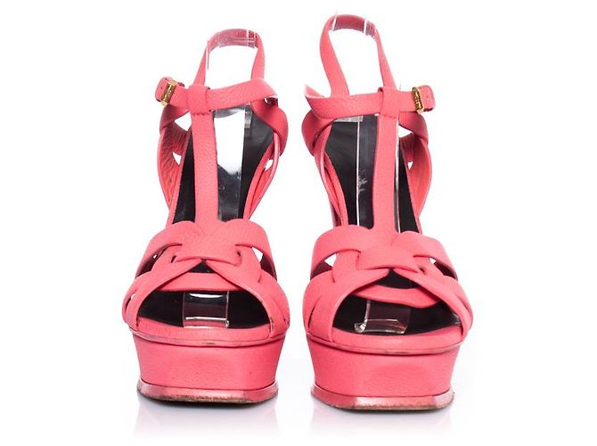 SAINT LAURENT, Tacchi tributo in pelle rosa. - vista 4