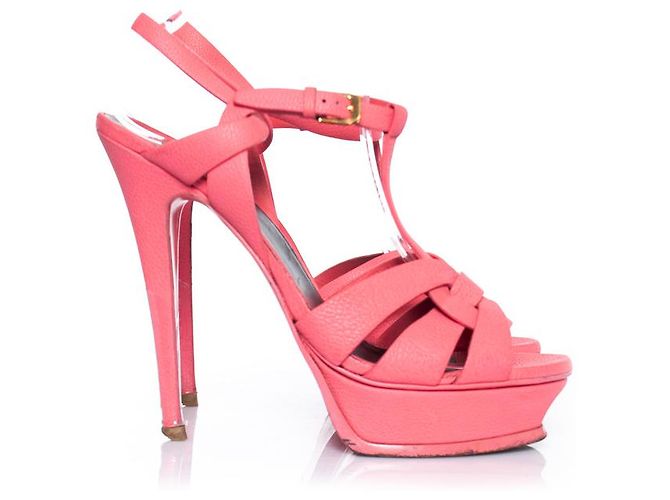 SAINT LAURENT, Tacchi tributo in pelle rosa. - vista 5