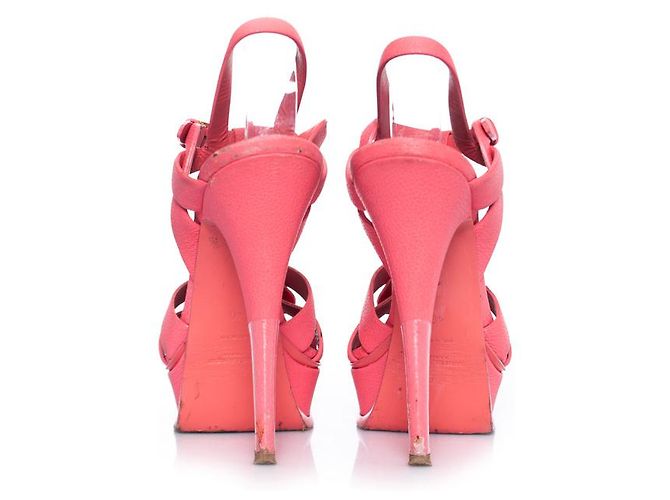 SAINT LAURENT, Tacchi tributo in pelle rosa. - vista 6
