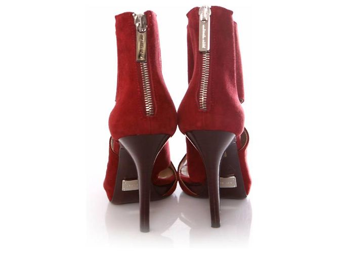 Michael Kors, cherry red coloured suede sandals. - view 3