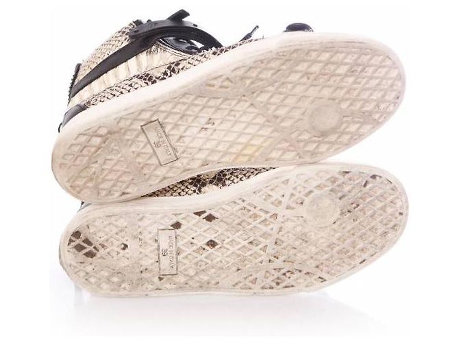 Giuseppe Zanotti, baskets en cuir noir en python. - vue 6