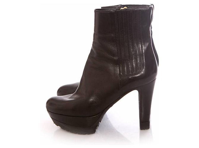 sergio rossi, Botas de plataforma de piel negra en talla. 36.5. Negro - vista 2