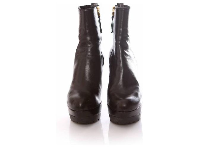 sergio rossi, Botas de plataforma de piel negra en talla. 36.5. Negro - vista 3