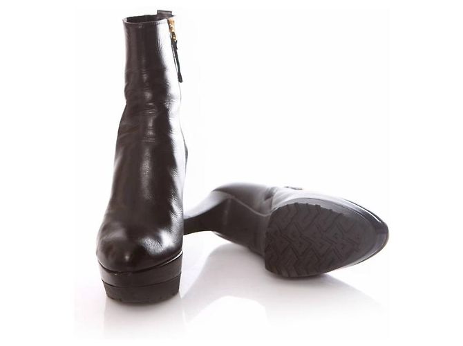 sergio rossi, Botas de plataforma de piel negra en talla. 36.5. Negro - vista 6