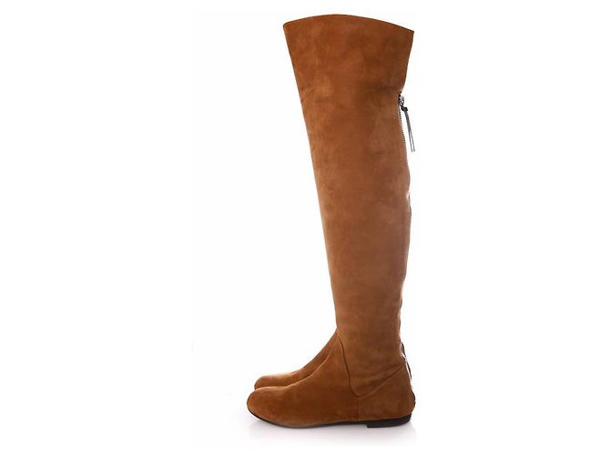 Giuseppe Zanotti, cognac coloured suede over knee boots in size 37. - view 2