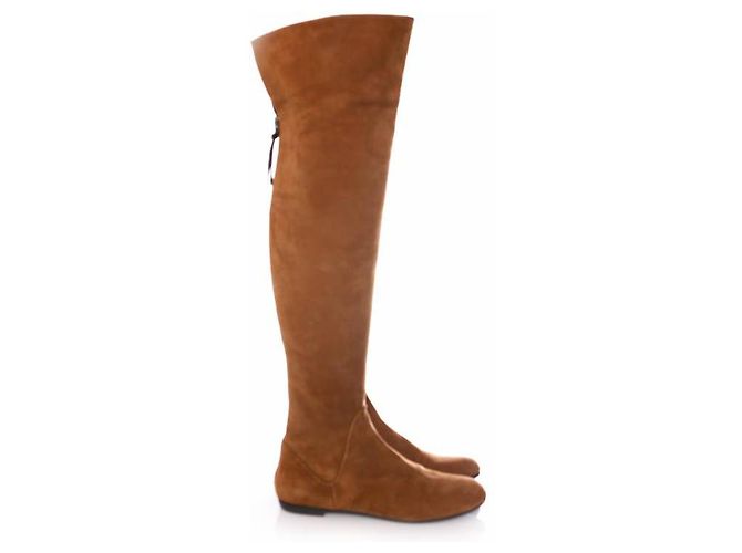 Giuseppe Zanotti, cognac coloured suede over knee boots in size 37. - view 4