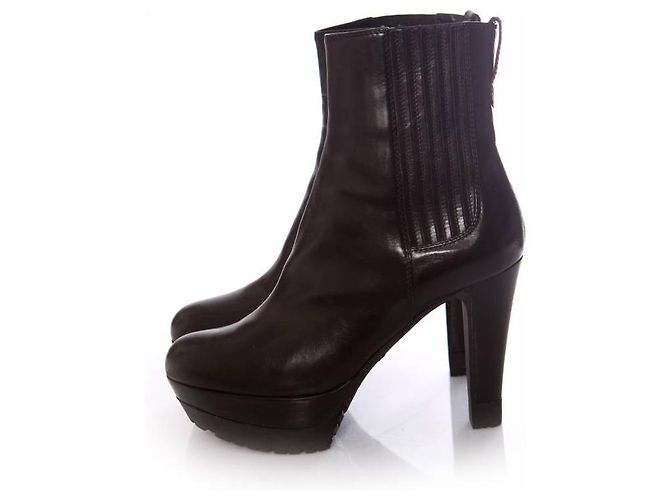 sergio rossi, Botas de plataforma de piel negra en talla. 37. Negro - vista 2