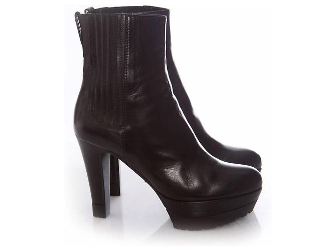 sergio rossi, Botas de plataforma de piel negra en talla. 37. Negro - vista 4