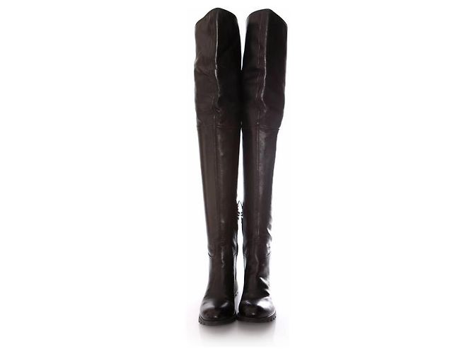Prada, botas largas de cuero negro. - vista 3