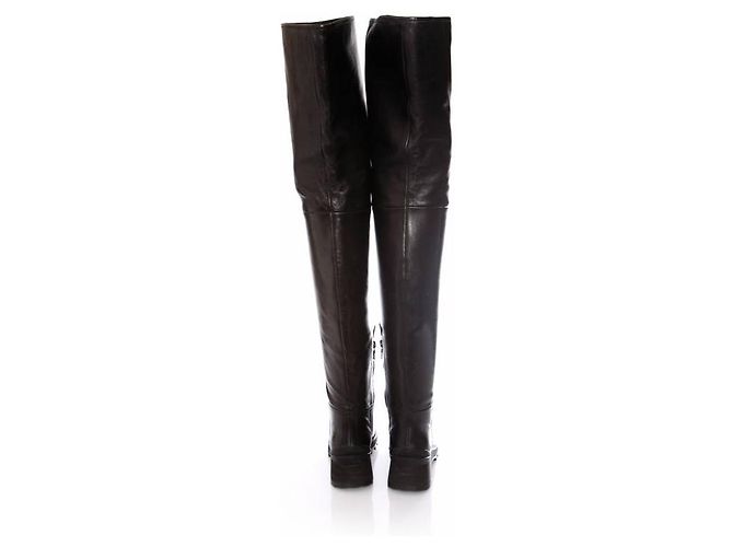 Prada, botas largas de cuero negro. - vista 5
