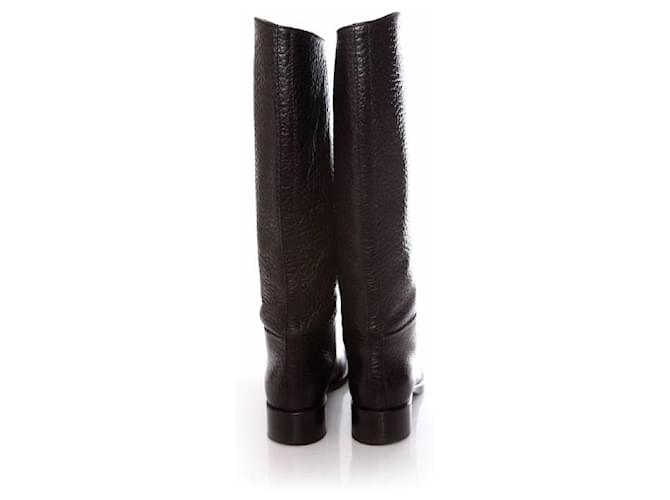 Prada, BOTAS DE PIEL GRANULADA NEGRA. Negro - vista 5