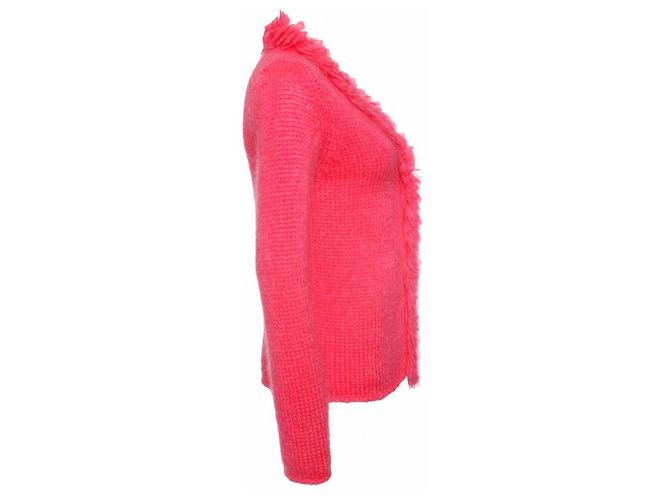 COMME des GARCONS, Mohairweste mit Sicherheitsnadel in fluoreszierendem Pink in Größe S. - Ansicht 2